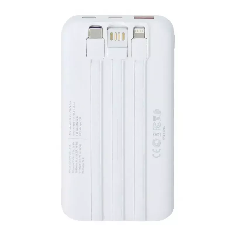 Kaasaskantav akupank Rivacase VA2211WH — 10000 mAh, PD 3.0, QC 3.0, 1x USB-A + 2x USB-C, 22,5 W väljund