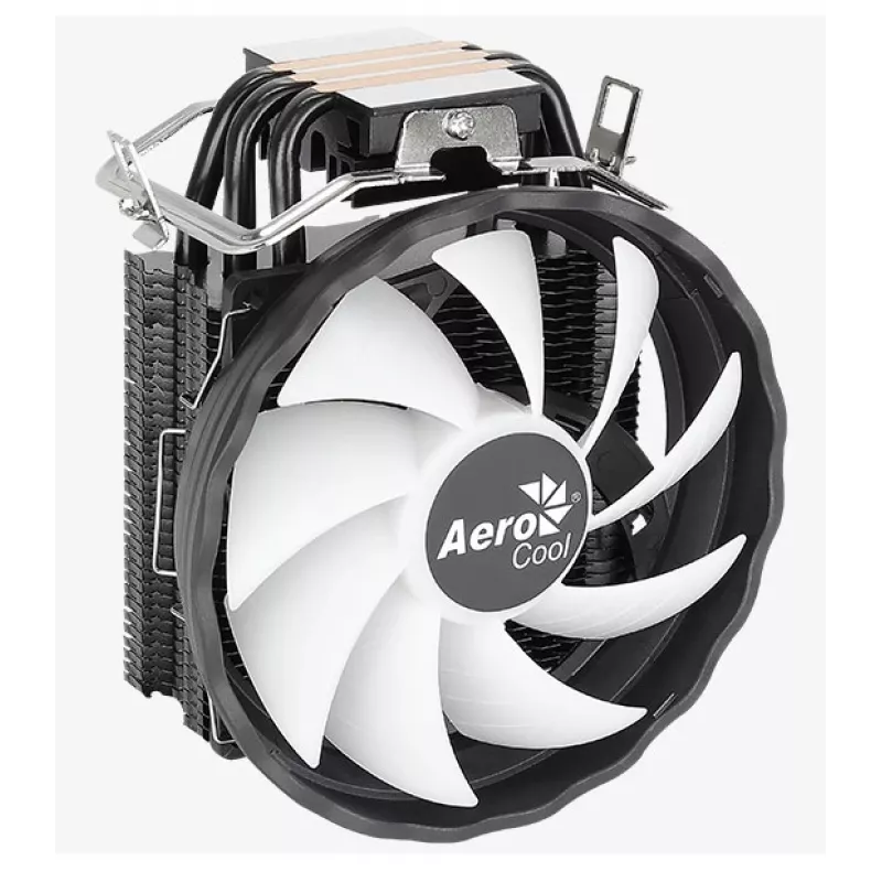 Õhkjahuti AEROCOOL Rave 3 FRGB 120 mm Must Valge — 4 soojustoru, ARGB, hüdrauliline laager, 1800 p/min