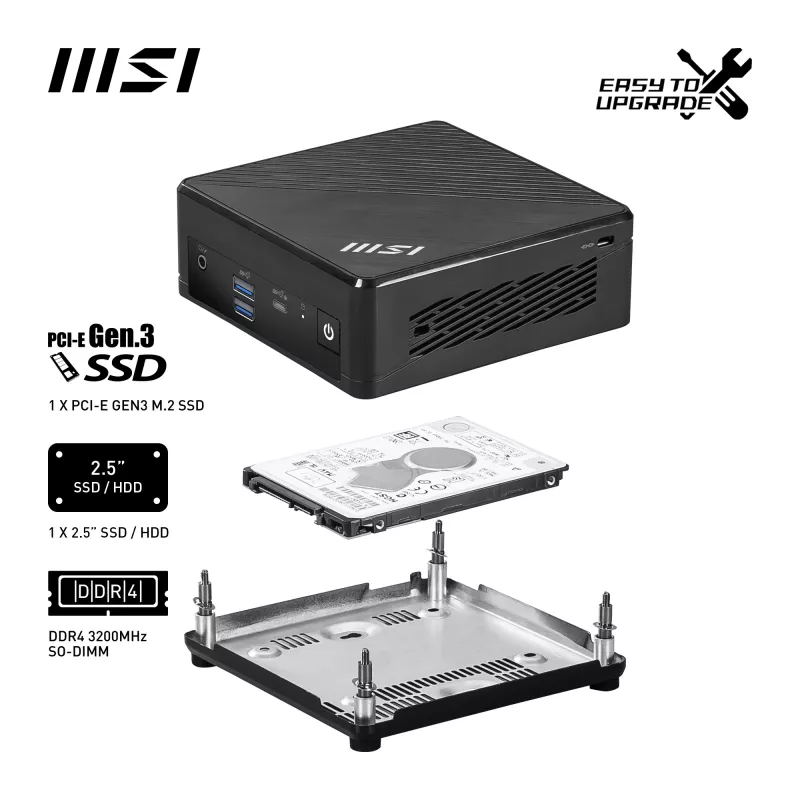 MSI Cubi N ADL-006DE Intel® N N200 4 GB DDR4-SDRAM 128 GB SSD Windows 11 Pro Mini PC Must