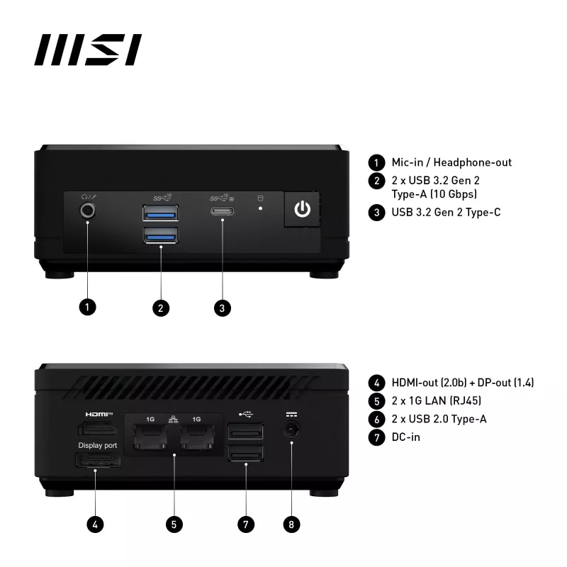 MSI Cubi N ADL-006DE Intel® N N200 4 GB DDR4-SDRAM 128 GB SSD Windows 11 Pro Mini PC Must