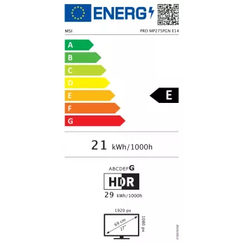 27 tolli MSI Pro MP275PGN E14 arvutimonitor, 1920×1080 Full HD IPS, 4 ms, 300 cd/m², VESA, kõlarid, kõrguse seadistamine, must