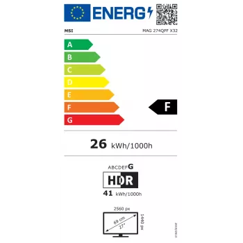 MSI MAG 274QPF X32 arvutikuvar 68,6 cm (27 tolli) 2560 x 1440 pikslit Wide Quad HD LCD Must