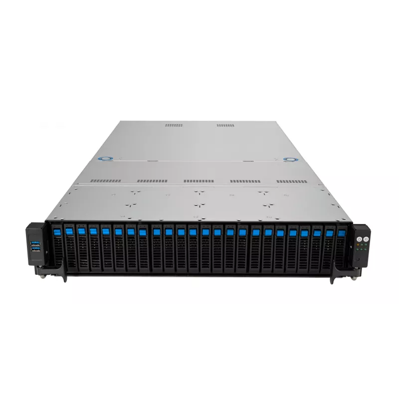 Rackserver ASUS RS520A-E12-RS24U pesa SP5, AMD EPYC 9004, 1 protsessor, 24x DDR5 DIMM, max 6,14 TB, 2U, 26x 2,5-tollist sahtlit, 1600 W toiteplokk