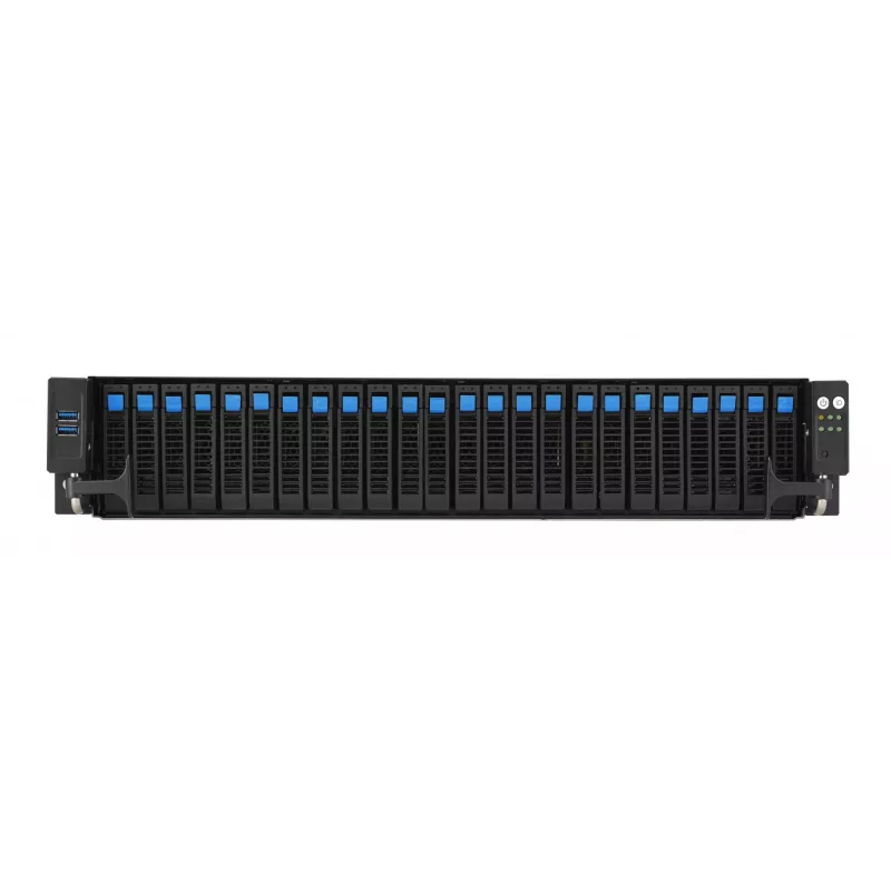 Rackserver ASUS RS520A-E12-RS24U pesa SP5, AMD EPYC 9004, 1 protsessor, 24x DDR5 DIMM, max 6,14 TB, 2U, 26x 2,5-tollist sahtlit, 1600 W toiteplokk