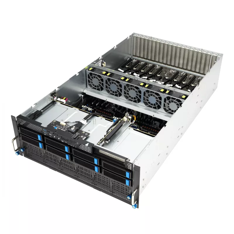 Rack server ASUS ESC8000A-E12-SKU2 (4U) — toetab 2× AMD EPYC 9004, DDR5 kuni 6 TB, 24 DIMM, 3000W PSU