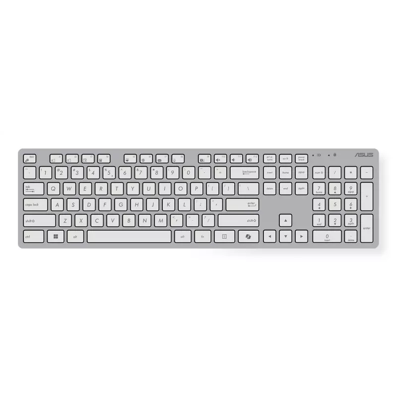 Juhtmeta klaviatuuri ja hiire komplekt ASUS W5000, vene paigutus, valge