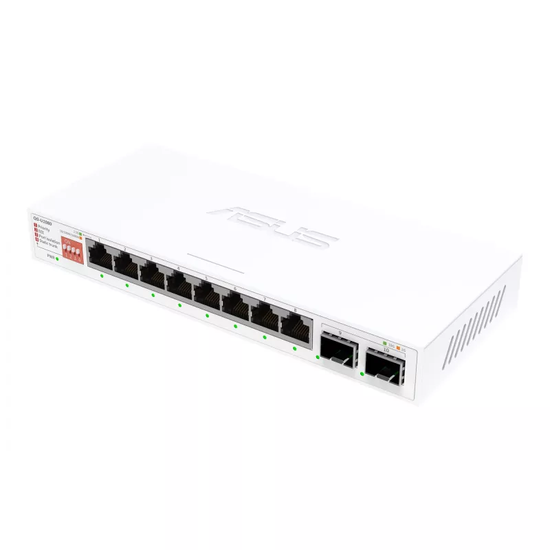 Mittehallatav Etherneti kommutaator ASUS QG-U1080 — 8 × 2,5G RJ-45 porti, MAC 16K, valge, 12V