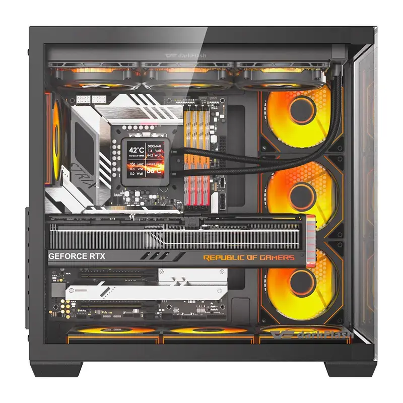 Arvutikorpus Darkflash C280 (must) 7 eelpaigaldatud ventilaatoriga