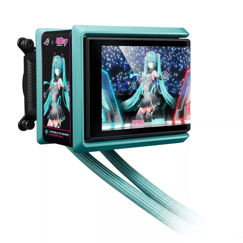 ASUS ROG RYUO IV 360 ARGB Hatsune Miku Edition Processor All-in-one liquid cooler 12 cm Must, Turquoise