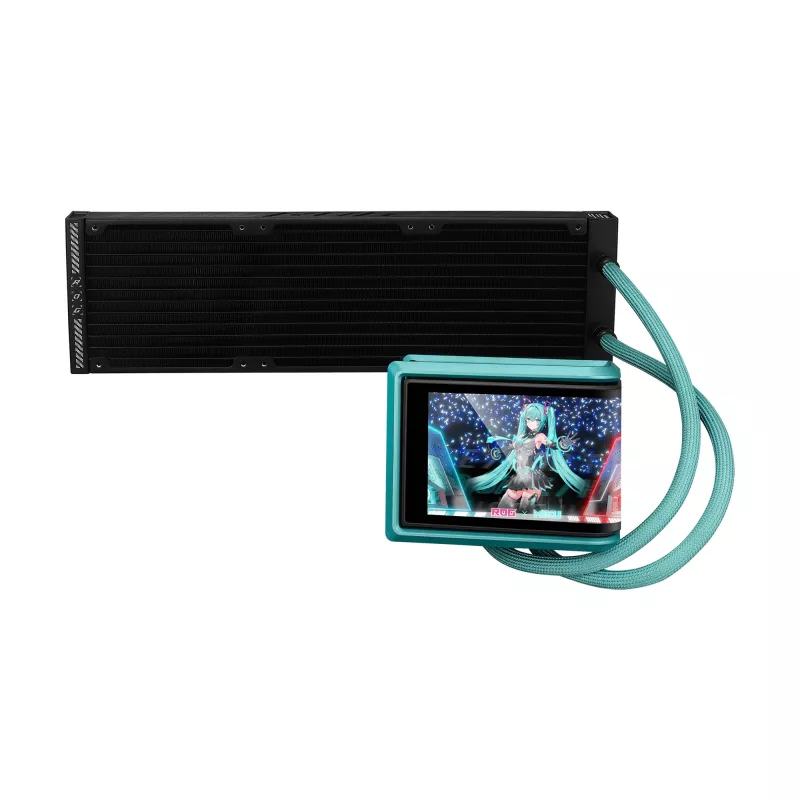 ASUS ROG RYUO IV 360 ARGB Hatsune Miku Edition Processor All-in-one liquid cooler 12 cm Must, Turquoise