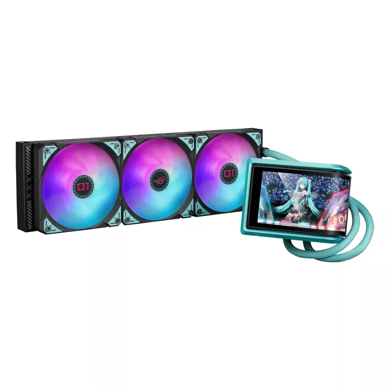 ASUS ROG RYUO IV 360 ARGB Hatsune Miku Edition Processor All-in-one liquid cooler 12 cm Must, Turquoise