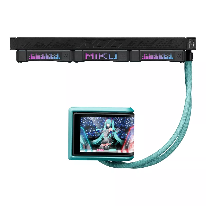ASUS ROG RYUO IV 360 ARGB Hatsune Miku Edition Processor All-in-one liquid cooler 12 cm Must, Turquoise
