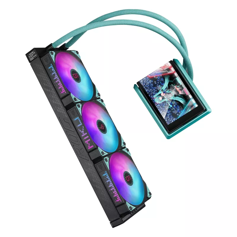 ASUS ROG RYUO IV 360 ARGB Hatsune Miku Edition Processor All-in-one liquid cooler 12 cm Must, Turquoise