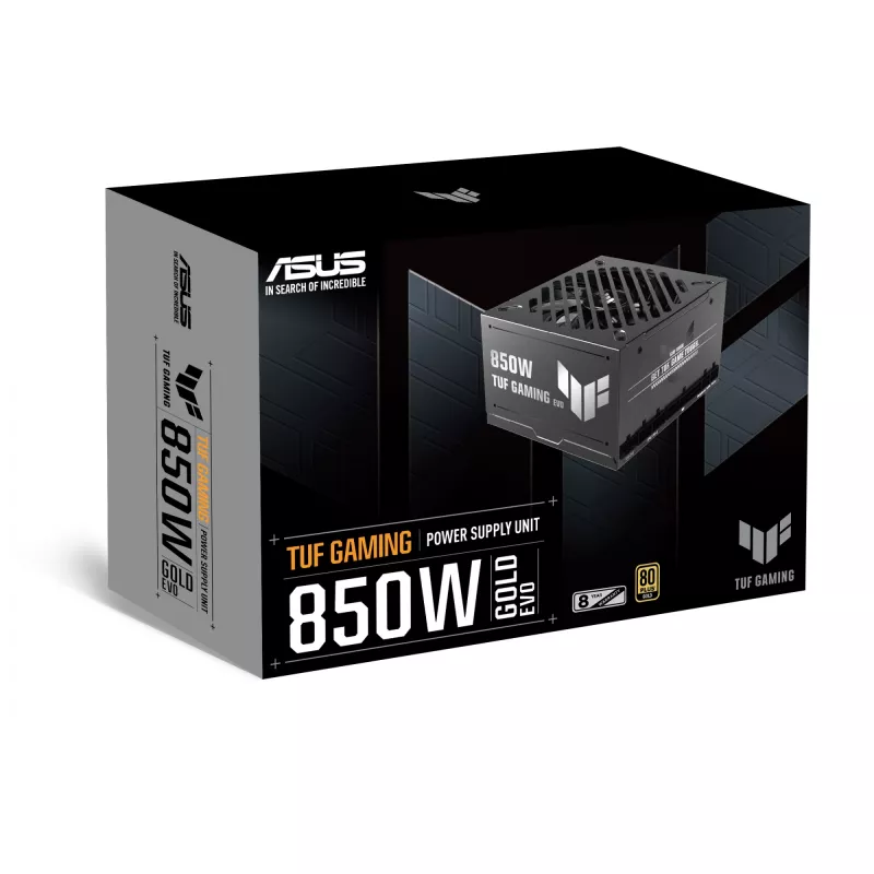 Toiteallikas ASUS TUF-GAMING-850G-EVO 850 W ATX 80 PLUS Gold 20+4 pin, 1 ventilaator, must