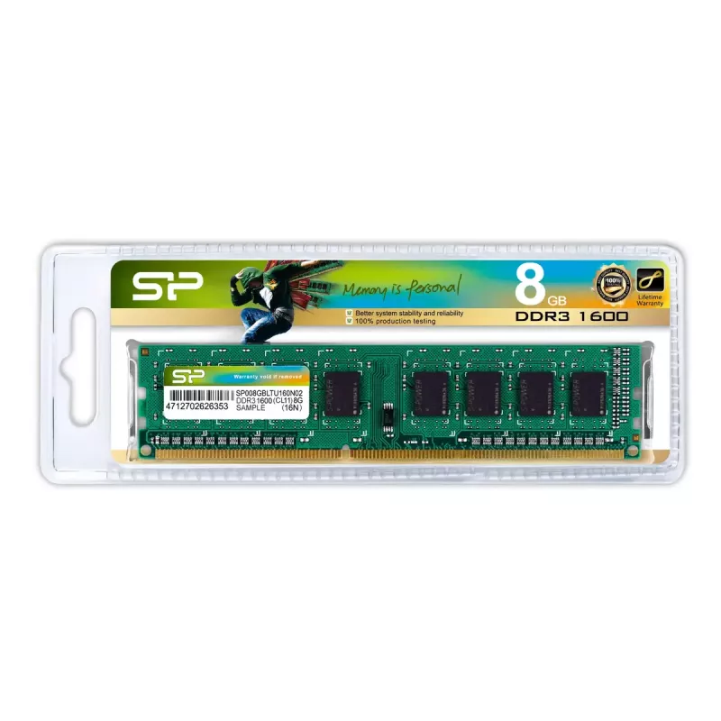 Lauaarvuti DDR3 UDIMM RAM Silicon Power 8GB 1600MHz CAS11 240-pin 1,5V