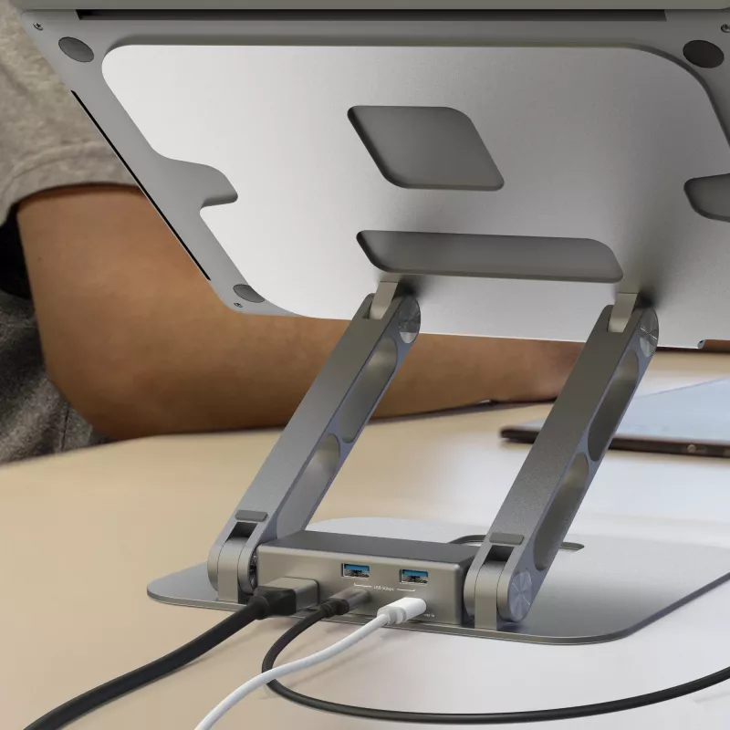 j5create JTS327 Multi-Angle 4K Docking Stand, sülearvuti alus, hall, alumiinium, 40,6 cm (16 tolli), 4 kg, Windows sülearvuti / Mac