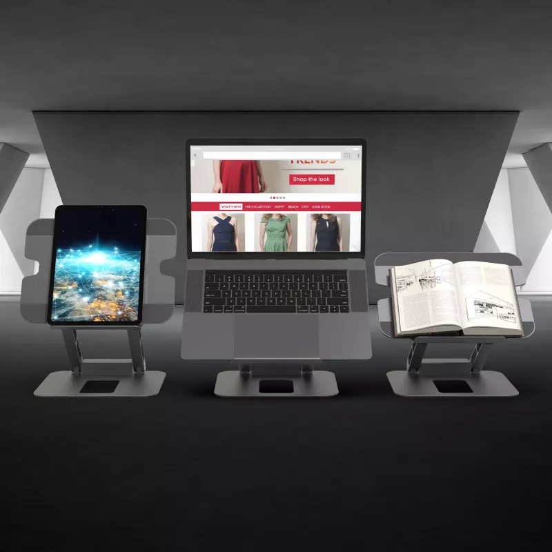 j5create JTS327 Multi-Angle 4K Docking Stand, sülearvuti alus, hall, alumiinium, 40,6 cm (16 tolli), 4 kg, Windows sülearvuti / Mac