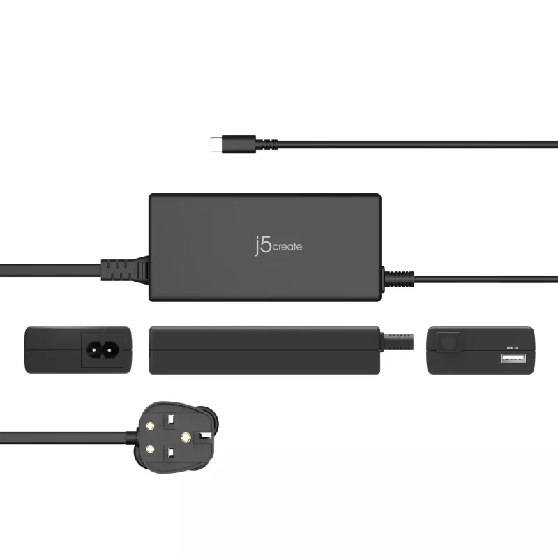 j5create JUP2290C-FN 100W PD USB-C® Super Charger – UK, must, sisaldab 1,2 m kaablit
