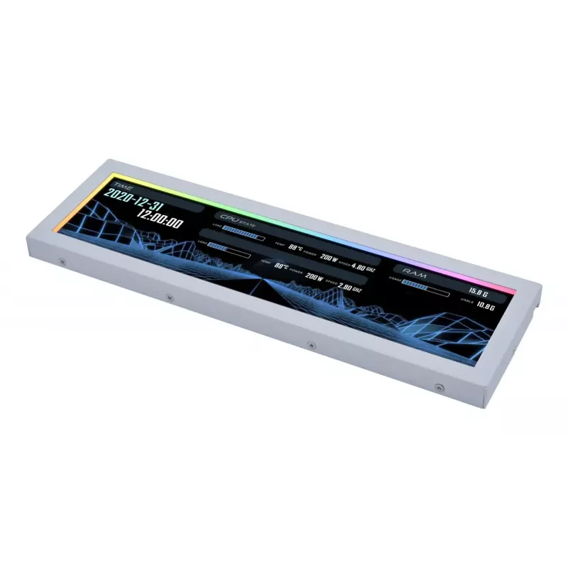 Ekraanipaneel Lian Li SM088W — universaalne korpuse ekraan, valge, 237×73×13 mm, 5 V sisend