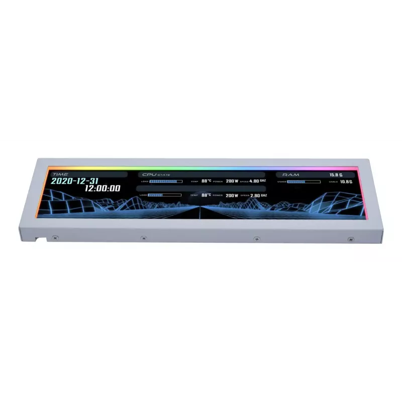 Ekraanipaneel Lian Li SM088W — universaalne korpuse ekraan, valge, 237×73×13 mm, 5 V sisend