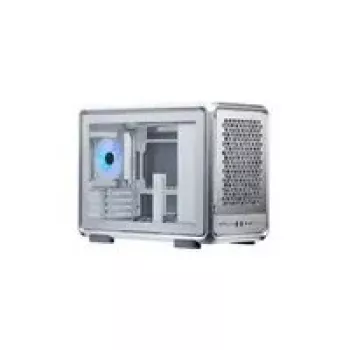 Arvutikorpus Cooler Master MasterFrame 400 Mesh Silver, mATX, läbipaistev külgpaneel, 1x 120 mm ARGB ventilaator