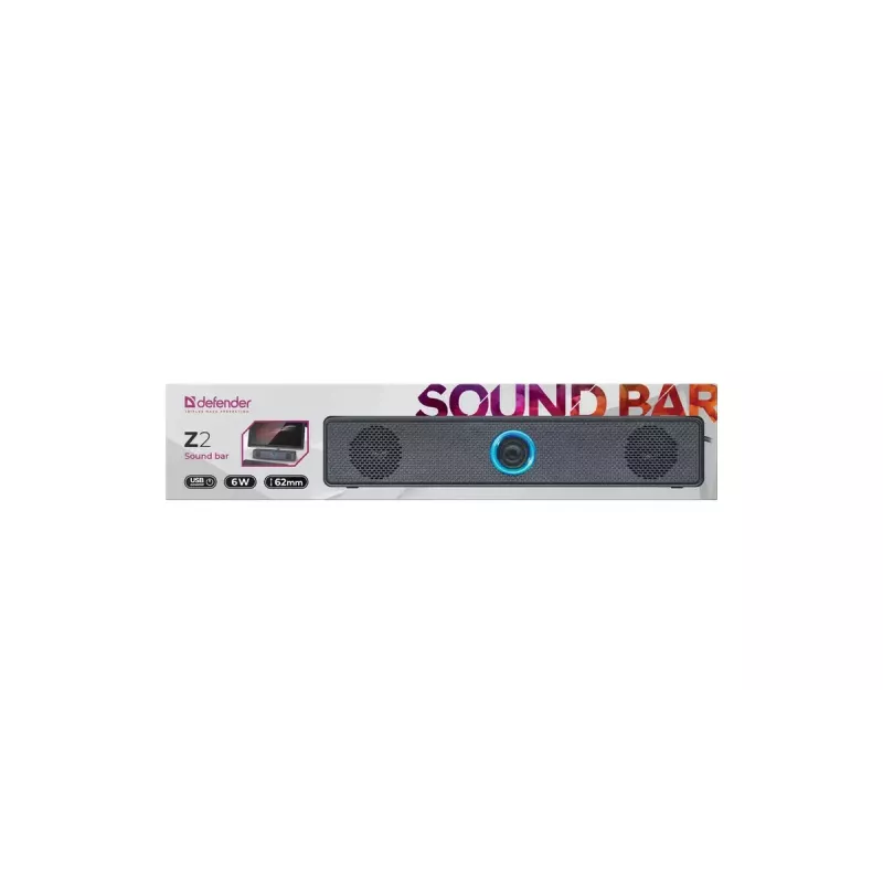Kantav kõlar DEFENDER Z2 Must, juhtmega USB, 6W RMS, SNR 70 dB, 80–18000 Hz, kuubikujundus