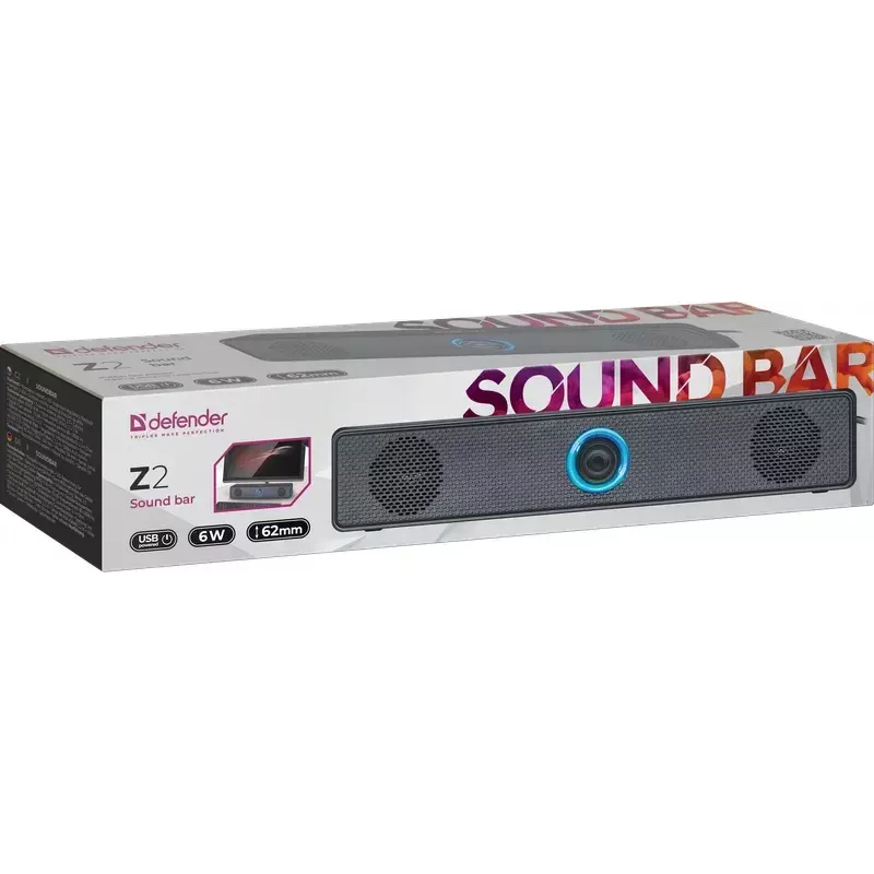 Kantav kõlar DEFENDER Z2 Must, juhtmega USB, 6W RMS, SNR 70 dB, 80–18000 Hz, kuubikujundus