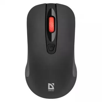 Juhtmevaba RF vaikne optiline hiir DEFENDER Nexus MS-195 — 1600 DPI, 2,4 GHz, nano USB, mõlemakäeline, 2×AAA, must