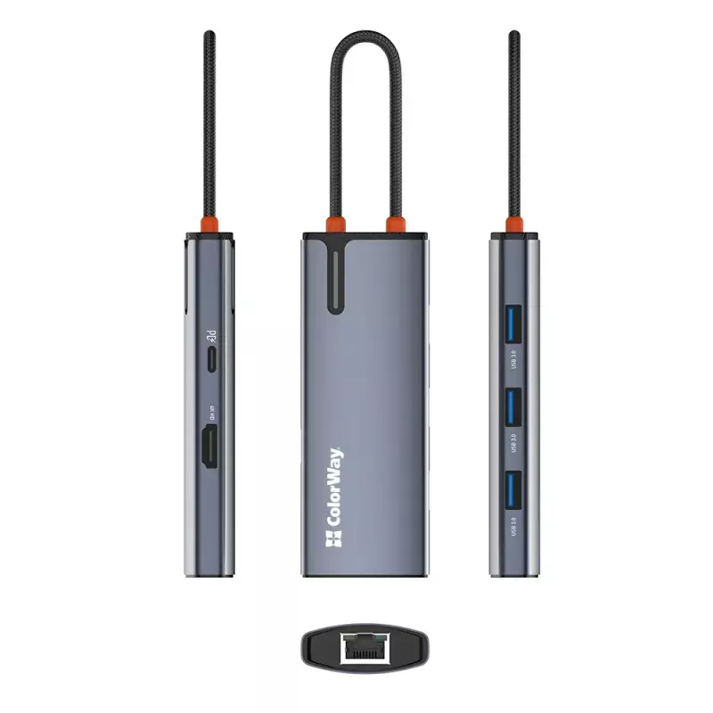 Dokkimisjaam ColorWay CW-HUB02 6-in-1 100W — mitme pordiga jaotur toiteedastusega
