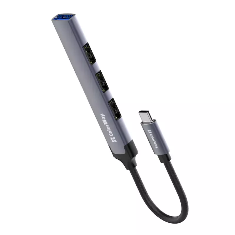 Dokkimisjaam ColorWay CW-HUB04 4-in-1 USB-C — HDMI, Gigabit Ethernet, USB-A, PD läbivool