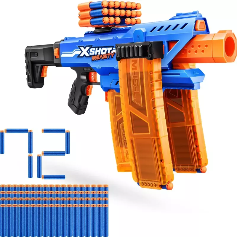 Mängunooledega püstol Zuru XSHOT Insanity Clip Mania 72 poroloonnoolega