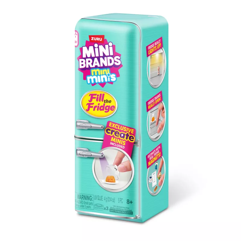 Mängukomplekt Zuru Mini Brands Mini Minis Fill the Fridge Playset — kollektsioneeritavad miniatuursed toidupoe külmiku tarvikud