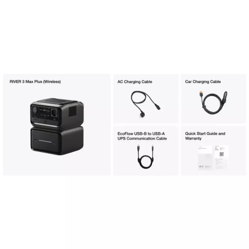 Kaasaskantav aku EcoFlow RIVER 3 MAX PLUS Wireless, 858Wh