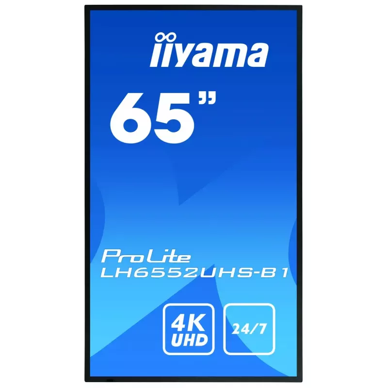 Digitaalne infotahvel lameekraan IIYAMA LH6552UHS-B1 64.5 tolli IPS 4K 3840x2160 500 cd/m² Android 8.0 24/7 Must
