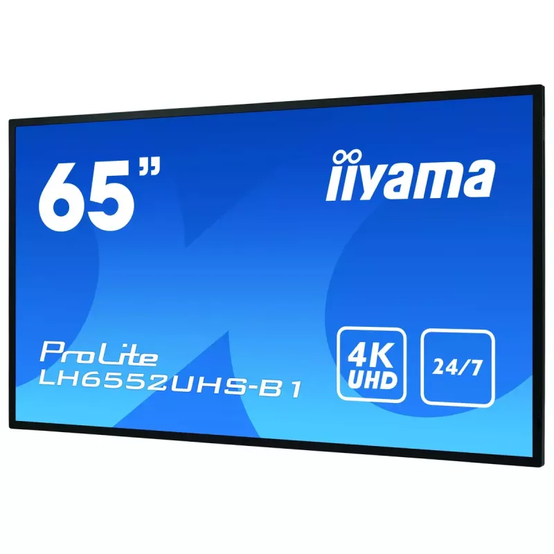Digitaalne infotahvel lameekraan IIYAMA LH6552UHS-B1 64.5 tolli IPS 4K 3840x2160 500 cd/m² Android 8.0 24/7 Must