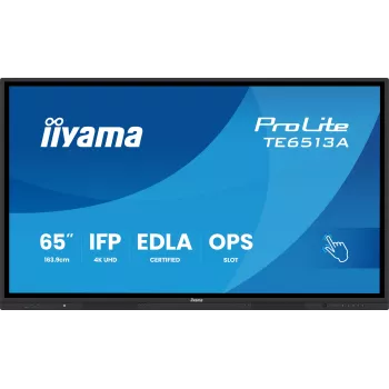 Interaktiivne lamepaneel IIYAMA TE6513A-B2AG 64.5 tolli (163.8 cm) 4K UHD 500 cd/m² Wi‑Fi Android 24/7 puuteekraan