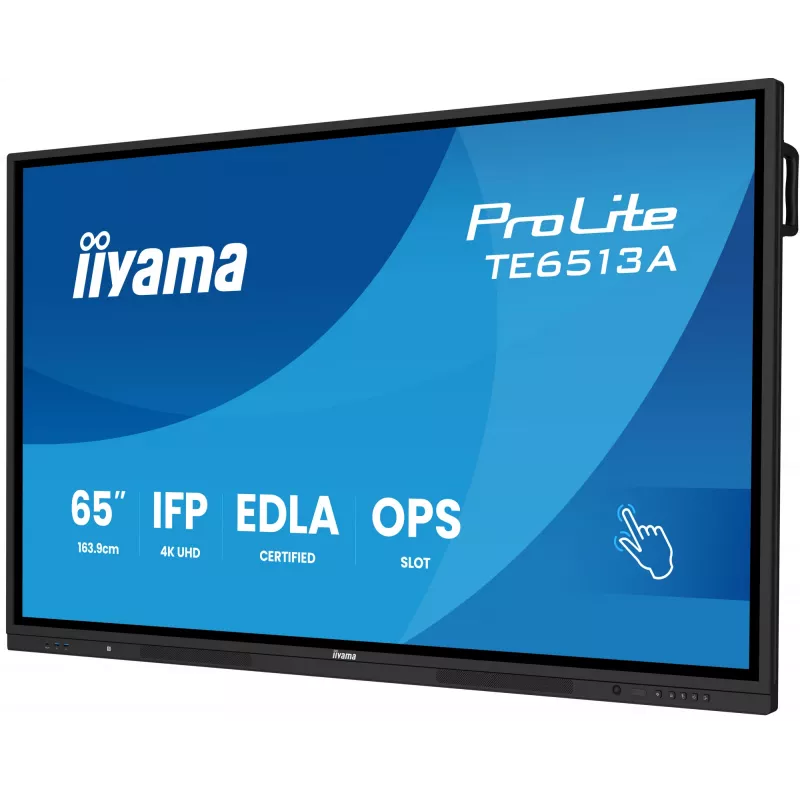 Interaktiivne lamepaneel IIYAMA TE6513A-B2AG 64.5 tolli (163.8 cm) 4K UHD 500 cd/m² Wi‑Fi Android 24/7 puuteekraan