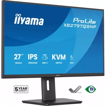Arvutimonitor IIYAMA ProLite XB2797QSNP-B1 27 tolli (68,6 cm) 2560×1440 QHD LED, 16:9, matt, kõlarid, USB 3.2 jaotur, kõrguse reguleerimine, VESA