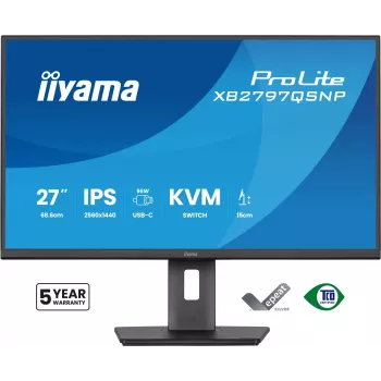 Arvutimonitor IIYAMA ProLite XB2797QSNP-B1 27 tolli (68,6 cm) 2560×1440 QHD LED, 16:9, matt, kõlarid, USB 3.2 jaotur, kõrguse reguleerimine, VESA