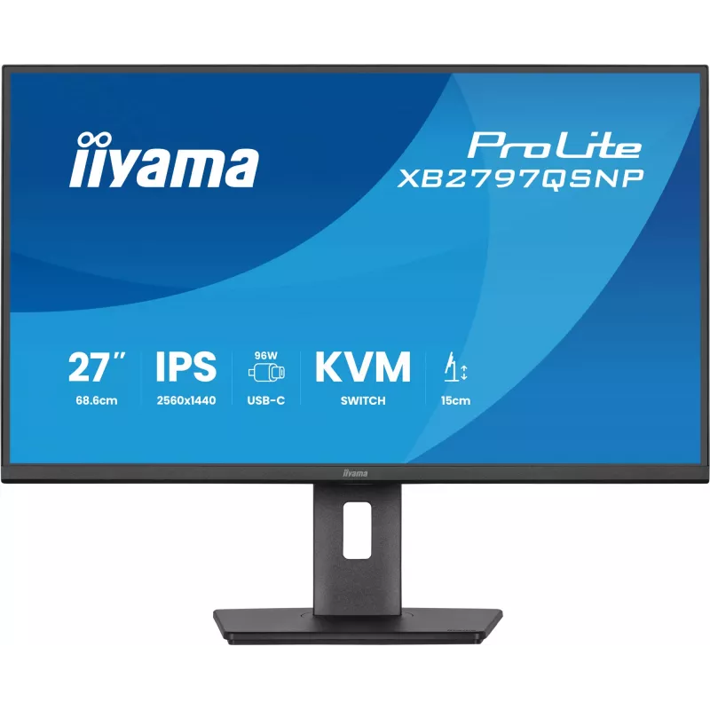 Arvutimonitor IIYAMA ProLite XB2797QSNP-B1 27 tolli (68,6 cm) 2560×1440 QHD LED, 16:9, matt, kõlarid, USB 3.2 jaotur, kõrguse reguleerimine, VESA