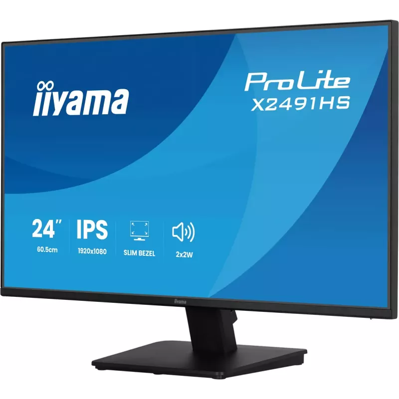 Monitor IIYAMA ProLite X2491HS-B1 23,8 tolli (60,5 cm) Full HD IPS LCD, 1920×1080, 178° vaatenurgad, matt, sisseehitatud kõlarid, VESA, must