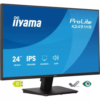 Monitor IIYAMA ProLite X2491HS-B1 23,8 tolli (60,5 cm) Full HD IPS LCD, 1920×1080, 178° vaatenurgad, matt, sisseehitatud kõlarid, VESA, must