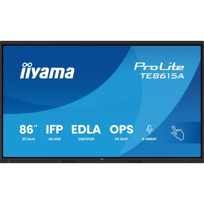 Interaktiivne puutetahvel IIYAMA TE8615A-B2AG 86-tolline 4:3 PCAP puuteekraan haridusele ja koostööle