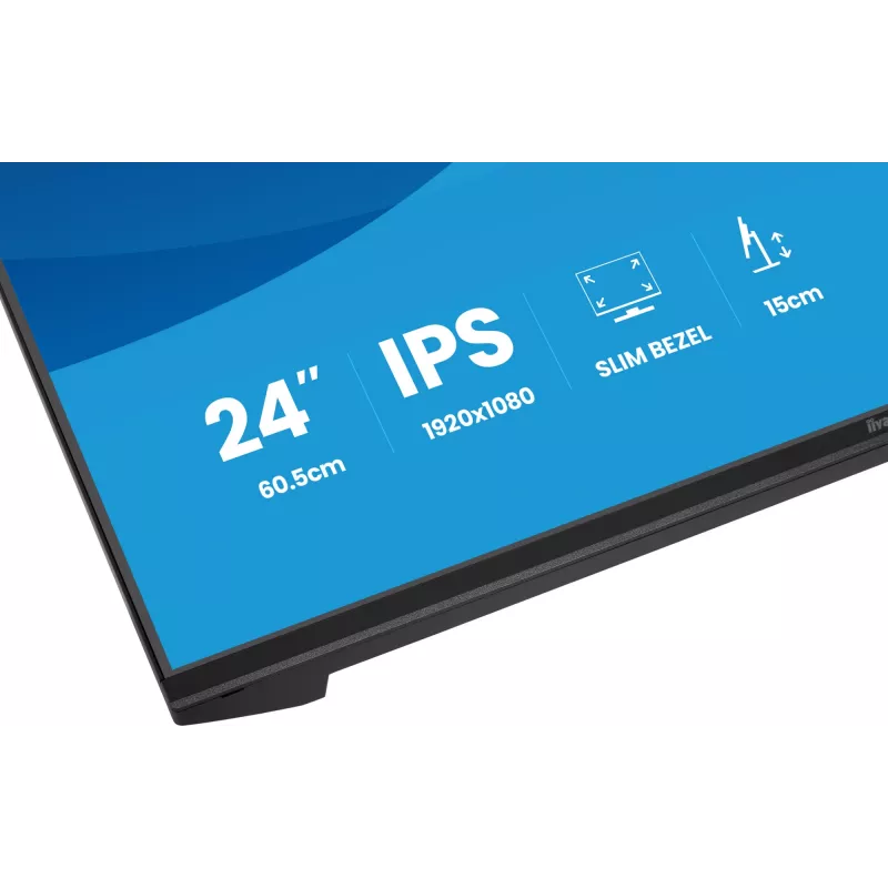 Arvutimonitor IIYAMA ProLite XB2491H-B1 23,8 tolli (60,5 cm) Full HD IPS LCD, 1920×1080, 178° vaatenurk, VESA, kõrgusreguleeritav, must