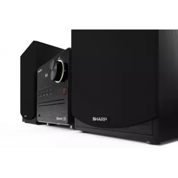 Kodune heli mikrosüsteem Sharp XL-B512(BK) — 45 W, ühe optilise plaadimängija, FM-raadio, MP3, banaanipistikuga kõlariliidesed, must