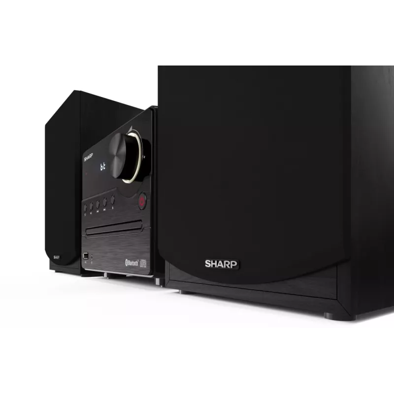 Kodune heli mikrosüsteem Sharp XL-B512(BK) — 45 W, ühe optilise plaadimängija, FM-raadio, MP3, banaanipistikuga kõlariliidesed, must