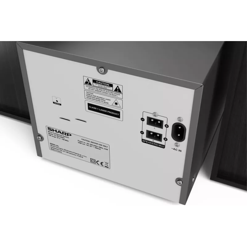 Kodune heli mikrosüsteem Sharp XL-B512(BK) — 45 W, ühe optilise plaadimängija, FM-raadio, MP3, banaanipistikuga kõlariliidesed, must