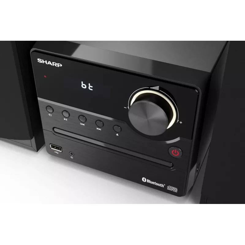 Kodune heli mikrosüsteem Sharp XL-B512(BK) — 45 W, ühe optilise plaadimängija, FM-raadio, MP3, banaanipistikuga kõlariliidesed, must