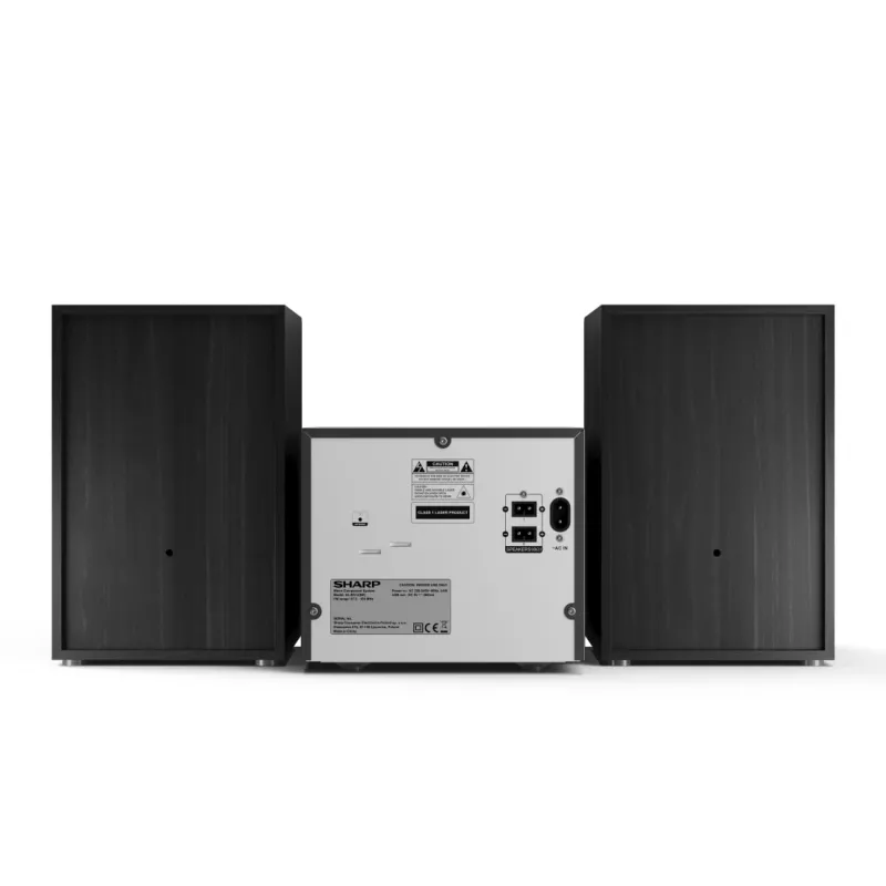 Kodune heli mikrosüsteem Sharp XL-B512(BK) — 45 W, ühe optilise plaadimängija, FM-raadio, MP3, banaanipistikuga kõlariliidesed, must