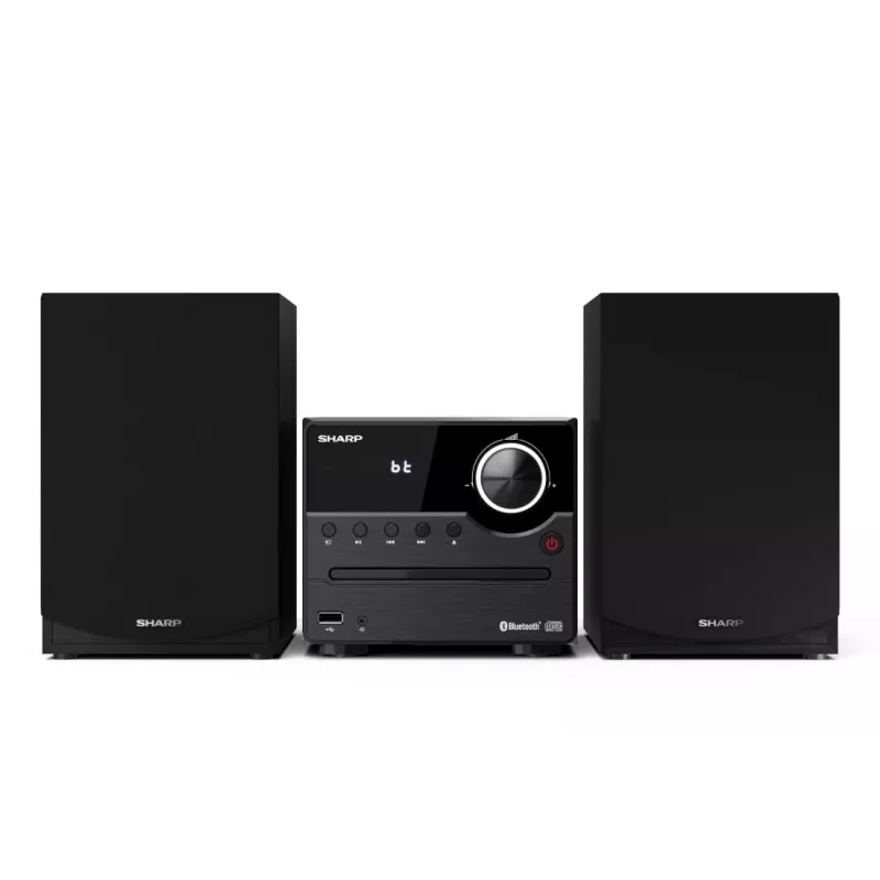 Kodune heli mikrosüsteem Sharp XL-B512(BK) — 45 W, ühe optilise plaadimängija, FM-raadio, MP3, banaanipistikuga kõlariliidesed, must